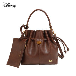 Disney Official Authentic mickey Series Simple Bucket Bag Solid Color Fresh Handbag Fashion Emotion Shoulder Bag
