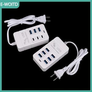 【E-WOITD】 1 cái chúng tôi cắm 6 cổng Multiport USB sạc 35W PD TypeC điện thoại di động sạc nhanh tường sạc TypeC USB HUB Adapter