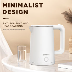 Dreepor Kapasiti 2.2L Cerek Elektrik Pemanas Elektrik Bahan keluli tahan karat Mudah Electric Kettle Double Layer Anti calding