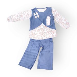 New Set Melodi-Pakaian anak perempuan kekinian 2-6 tahun setelan rompi motif bunga