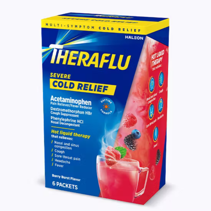 Theraflu Severe Cold Relief Day Time Formula Berry Burst 6 packets