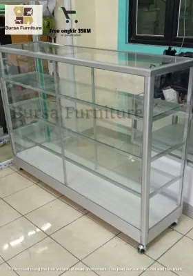 Etalase Kaca 4 susun Ukuran 150x40x100/Etalase/Rak Etalase/Etalase Sembako/Etalase alumunium