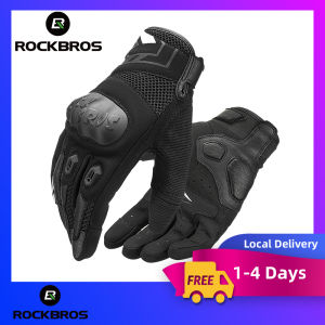 【Local Delivery M/XL】ROCKBROS Cycling Gloves Anti-Collision Shockproof Motorcycle Gloves Breathable Anti-Slip Full Finger Bike Gloves