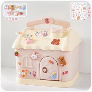 【Free cute stickers】Cute House Money Box With 3D Sticker Kawaii Piggy Bank For Kids Adults Big Size Savings Box For Coins Banknotes Birthday Gift