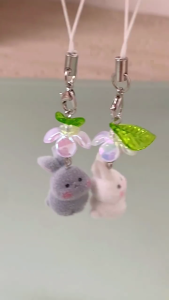 Adorable Flocking Rabbit Phone Accessory Soft and Comfortable Phone Charm Adds Unique Style for Female Users