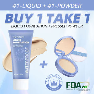 Buy 1 GET 1 Matte Flawless Waterproof Oil Control Matte Face Pressed Powder &Matte Liquid Foundation