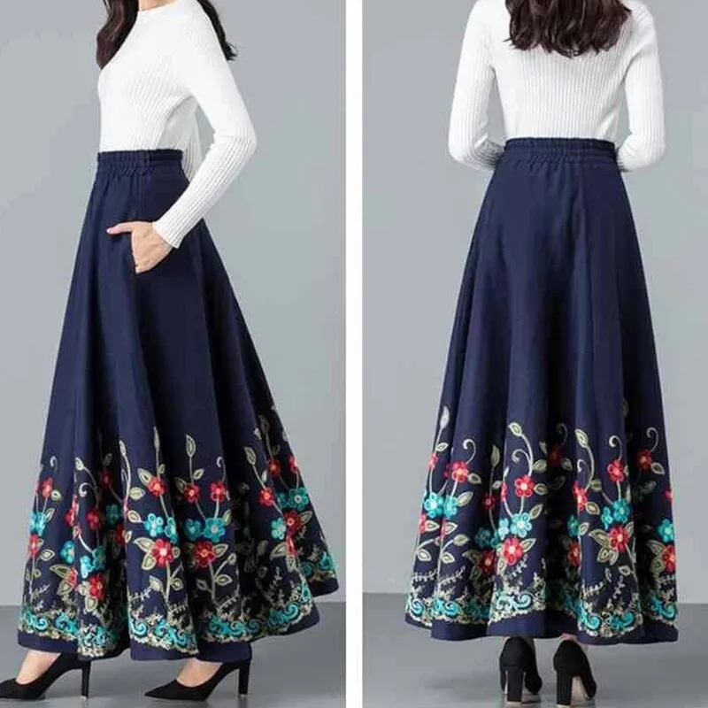 Plus Size S-4XL Women Long Skirt Spring Autumn Winter Fashion