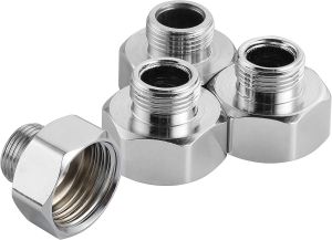 Water Line Adapter 4 PCS Fittings in 1/2" Female to 3/8" Male Reducer Adapter Compression Fitting for Kitchen Bathroom Faucet Supply Hose Stop Valve Adapter Connector With Rubber Washer