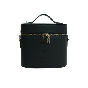 Trending Portable Oval Vanity Cosmetic Case Custom Logo PU Leather Travel Makeup Bags with Detachable Shoulder Strap2026