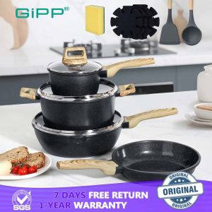 Gipp Non Stick Frying Pan 14pcs Cookware Set Kawali Wok Soup Pot Induction Cooker Pan Ceramic Kawali Makapal For All Stove
