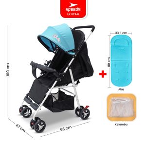 SPEEDS Stroller Kereta Dorong Anak Travel Fitur Lengkap Premium Bayi Portabel Kelambu Cover LX 073-8