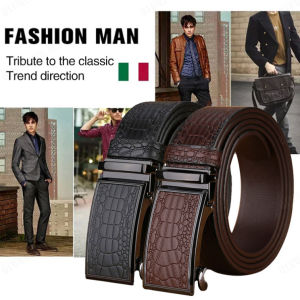 Classic and Elegant Dress Belt for Men in Crocodile Print Leather