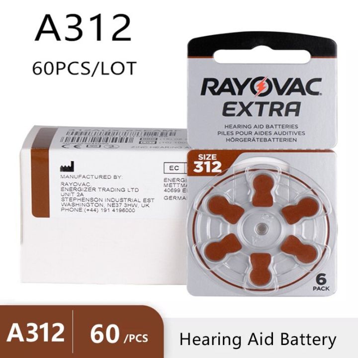 Hearing Aid Batteries 60pcs10 Cards Rayovac Extra 145v 312 312a A312 Pr41 Zinc Air Battery For 8176