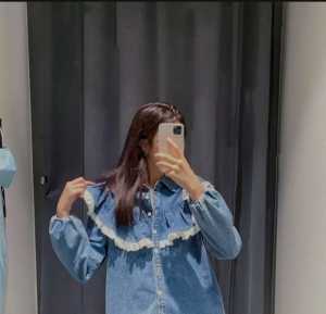 SENNA STORE DENIRA BLOUSE Baju Atasan Wanita Terbaru Kekinian 2023 bahan Jeans Tebal Nyaman Adem Dan Tidak Gerah Cocok Buat Acara Pesta/Bepergian Atasan Wanita Viral Simple Trendy Ootd Ala Korean Style