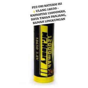 P22 ORI SATUAN BATERAI ISI ULANG 18650 KAPASITAS 12000 MAH DAYA TAHAN PANJANG  LITHIUM 3.7 V VOLT N