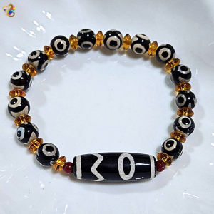 Tibetan Xi Zeng Huai Zhu Heaven Eye 3 Eyes Dzi Agate Bracelet