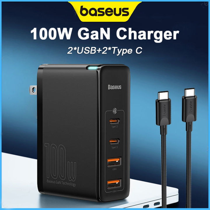 Baseus 100W GaN Pro Fast Charger 2U+2C US Plug Adapter Type C USB Ports ...