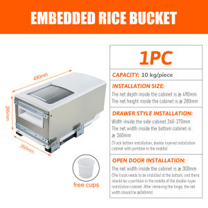Rice Bucket Pull Out Rice Bucket Kitchen Storage Bucket 10kg Capacity Soft Close Damping Household