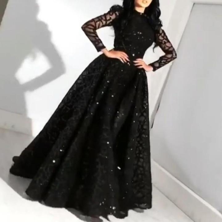 Black Gown Heavy Long Gown Dress Designer Soft Silk Black Color