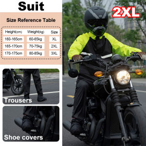 Motorcycle Raincoat Suit with Shoes Cover Waterproof Reflective Stripe Jacket Pants Raincoat Set