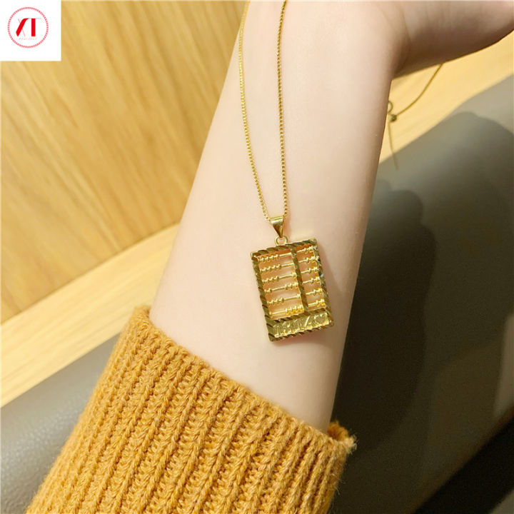 Korea 24K Gold-plated Copper Abacus Pendant Necklace for a Lifetime (1314) Necklace Set Female