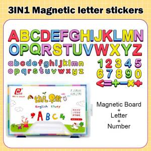 ❤️【Same Day Delivery】【Magnetic Board+Letter+Number Full Set】Colorful Cartoon Fridge Magnets Letters Stickers Magnetic Learning Alphabet Letters Kids Intelligence Development Toy Magnet-Letters-Sticker