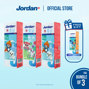 Jordan | Step 1-2 Baby and Junior Toothpaste | Age 0-12 Years (Bundle of 3)