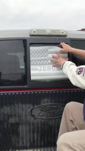Xinghe for Chevy Silverado GMC Sierra Chevrolet Colorado Rear Middle Window American Flag Decals Stickers (Black Jesus for 2004-2018 Sierra Silverado)