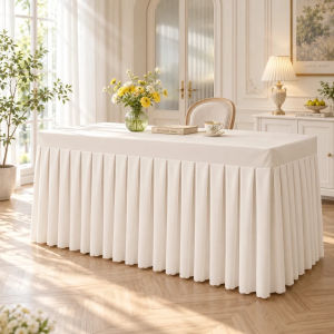 4/6/8FT Folding Table Skirting Rectangular Conference Table Cloth Cover Party Activity Wedding Table Hotel Banquet Table Decorate Tablecloth