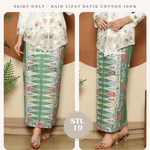 KAIN BATIK LIPAT TEPI SIAP JAHIT COTTON ADA BUTANG TAK BELAH SKIRT KEBAYA BATIK BUNGA ENCIM NYONYA SULAM