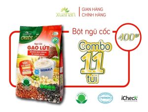 Combo 11 Túi Ngũ Cốc Gạo Lứt No Sugar Xuân An [đường ăn kiêng] 400G {25g*16 gói(Tặng Kèm 11 Túi Yến Mạch 150G)