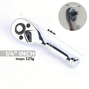 1/4" 3/8" 1/2" Heavy Duty Stubby Ratchet Handle Steel Socket Wrench Chrome Vanadium Automotive Ratchet Wrench Spanner