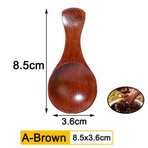 5Pcs Mini Natural Wooden Spoon Scoop Coffee Condiment Salt Seasoning Sugar Spoon Ice Cream Tea Round Spoon