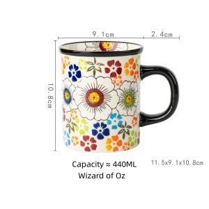 Omk đánh bóng cốc cà phê Cốc gốm 440ml vẽ tay