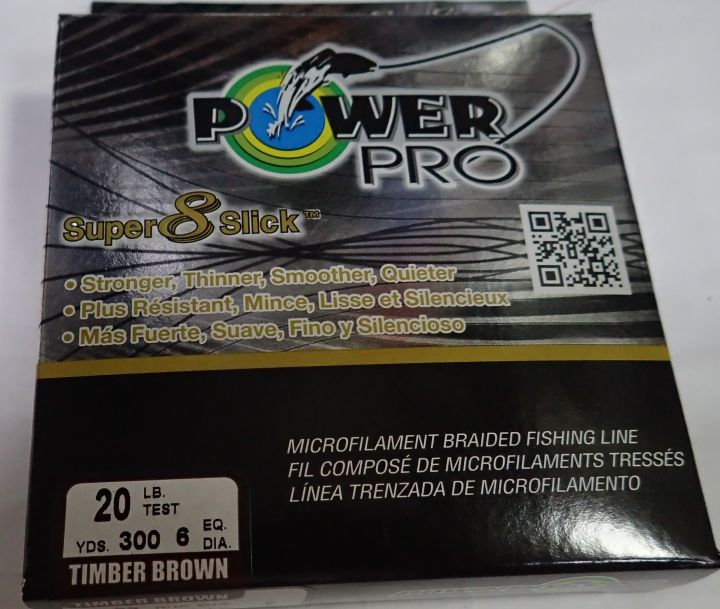 Power Pro Super 8 Slick Microfilament Braided Fishing Line; 20lb test; 300 yards; 6 eq dia; 0.23mm dia; 275m; 9kg