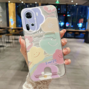 Phone Case OPPO Reno11 Pro Reno 11 5G New 2024 Card Holder Slot Design Cut Cartoon Pattern Transparent Soft Casing OPPO Reno 11 Pro 5G Phone Cover Case