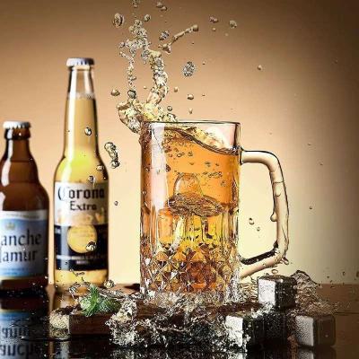 2Pcs 500ML Large Beer Mugs, Superior Crystal Clear Glass, Thickened For Durability With Handle
