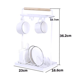 Locaupin Cups Holder Coffee Cup Shelf For Counter Mug Stand Organizer With Sturdy Hooks Plate And Spoon Holder