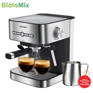 Máy pha cafe Espresso kết hợp sục tạo bọt sữa Cappuccino thương hiệu của mọi gia đình BioloMix CM6866 công suất 1050W ngắn chứa nước 1.5L áp suất 20 bar (Bảo hành 12 tháng)