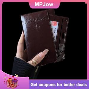 【MPJow】 New Retro Leather Card Case Passport Holder Cover Wallet Travel Accessories For Women Men