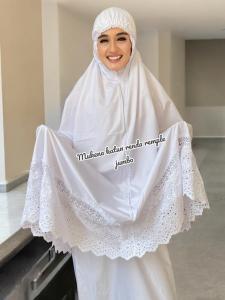 mukena katun jumbo renda double-nyaman dan adem dan elegant solusi terbaik untuk ibadah