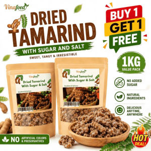 Vinafood Dried Tamarind with Sugar and Salt Sweet Tangy Irresistible Value Pack No Added Sugar Natural Ingredients Delicious Anytime Anywhere No Artificial Colors or Preservatives
