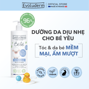 Gel tắm và gội làm sạch và dưỡng ẩm toàn thân cho bé - Gel Lavant Doux Bebe Evoluderm 500ml