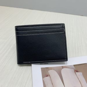 Bifold Mens Wallet Leather Stitches Decor Card Slot and Zipper For Coins Compartment Bifold Short Wallet