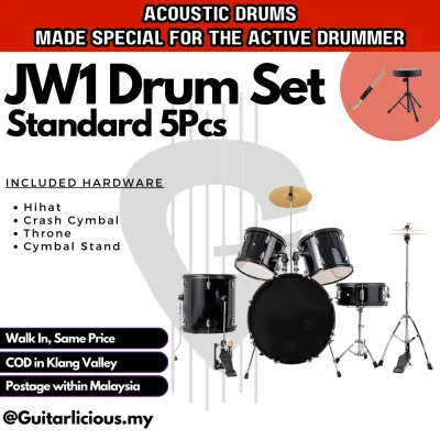 5-Piece Standard Drum Set with Cymbal Full Size Acoustic Drum Drumset cymbal stand drummer professional beginner set