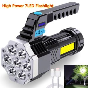 7 LED flashlight waterproof original flashlight rechargeable emergency light rechargeable heavy-duty big flashlight led rechargeable high power Flashlight search light long range flashlight chargeable torchlight powerful torch flashlights
