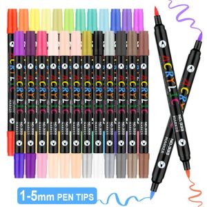 RISEDOT Quick Dry Dual-ended Markers Dual Color 24/48/72 Colors Acrylic Paint Markers Professional Drawing Marker Nail Art Pens Draw