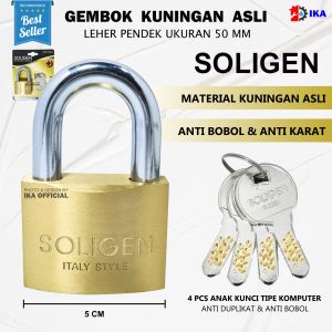 Gembok Kuningan Komputer Key Leher Panjang Soligen Varian 40MM 50MM 60MM Gembok Pintu Gembok Pagar Padlock / Gembok Pagar Rumah Anti Karat Maling Gerbang Kuning GT 60 Kuat padlock high premium quality susah potong duplikat bobol jebol serbaguna gerbang