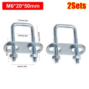 LUQIU 2Sets Iron Square Clamp With Baffle Right Angle U-bolt Pipe U-clamp Screw Squa Bolt