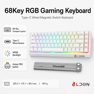 Vatti LDON Made68 Magnetic Keyboard RGB Backlight 68-Key Compact Layout Tri-Mode Connectivity for Esports Gaming